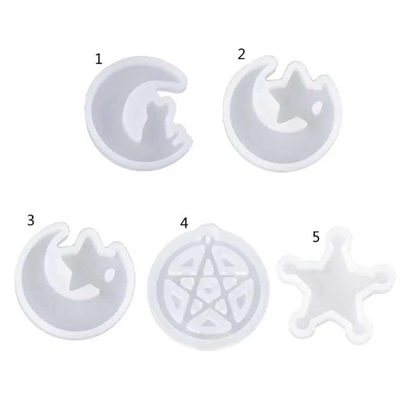 

Cat Moon Star Silicone Molds Resin Earring Necklace Pendant Jewelry Making Tools