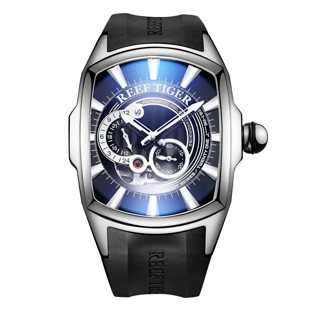 RGA3069S-YBB Reef Tiger/RT Новое поступление спортивные мужские автоматические черные водонепроницаемые часы с резиновым ремешком RGA3069S - Цвет: RGA3069S-YBB