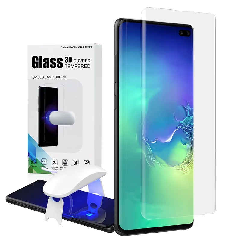 Защитная пленка для экрана с разблокировкой отпечатков пальцев для samsung Galaxy S10, УФ-пленка, полное покрытие для S10 Plus, закаленное стекло - Цвет: S10 Plus