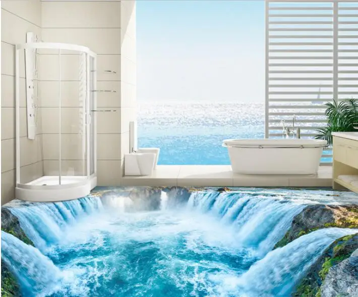 

3 d pvc flooring custom waterproof self adhesion water falls 3 d bathroom flooring murals photo 3d wall murals wallpaper