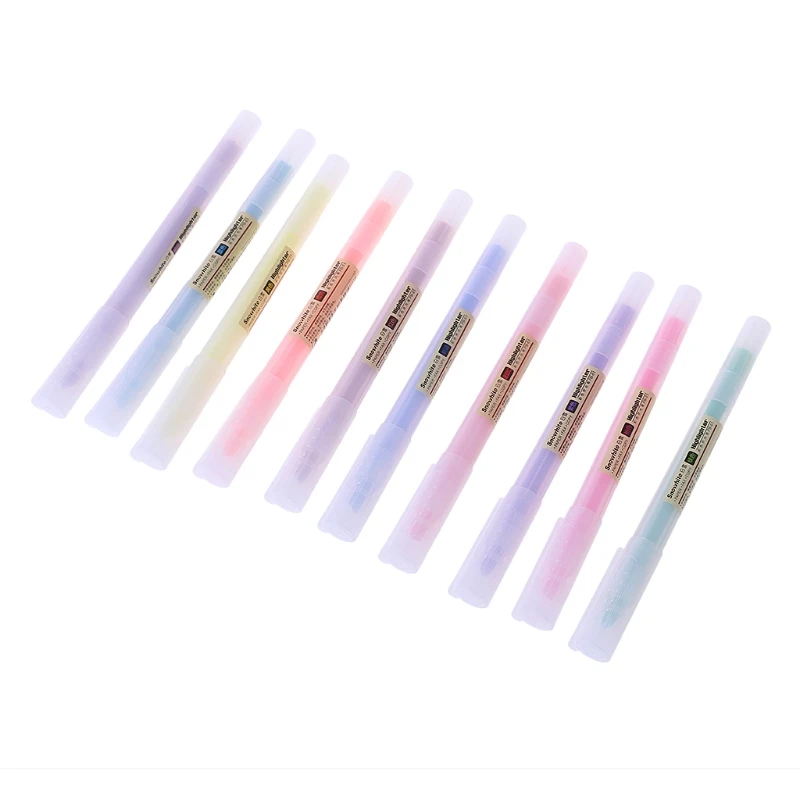 

10Pcs Fluorescent Pen Mild Liner Highlighters Color Marker Pen School Supplies