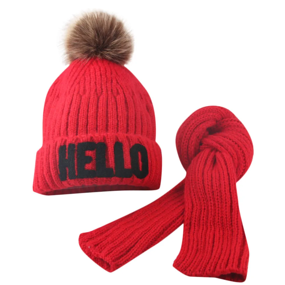 ARLONEET Cap Baby Girsl Boys Winter Cotton Knit Beanie Headwear Hat +Scarf Acrylic fiber design girls 40cm Warm | Детская одежда и