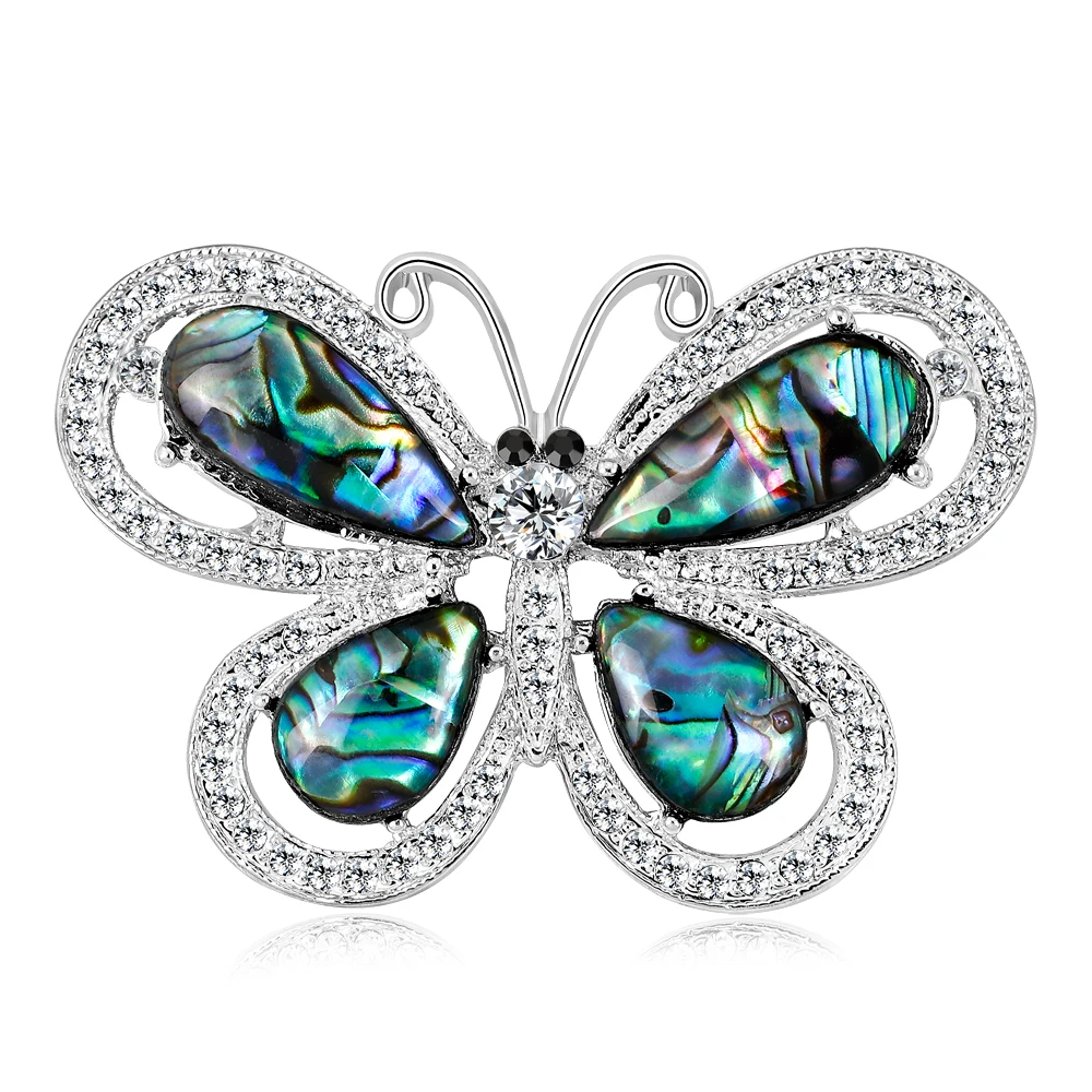 BR0-0292 Wholesale Retail Fashion Elegant Chic Alloy Shell Rhinestone Butterfly Brooch | Украшения и аксессуары
