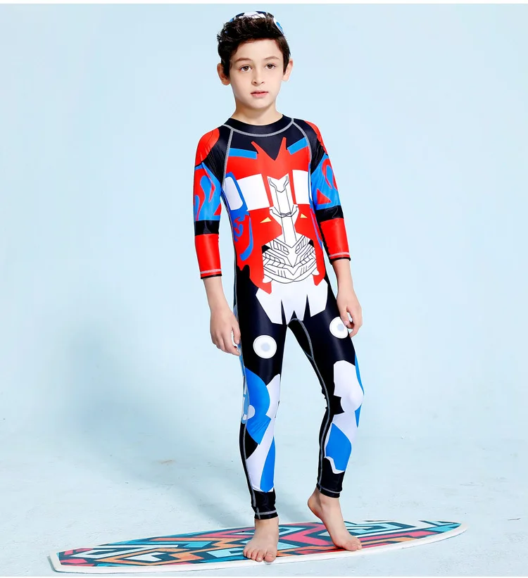 Цельный Детский купальник для мальчиков купальный костюм с длинными рукавами