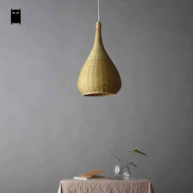 Оригинальный бамбуковый Плетеный абажур из ротанга ручной работы круглая