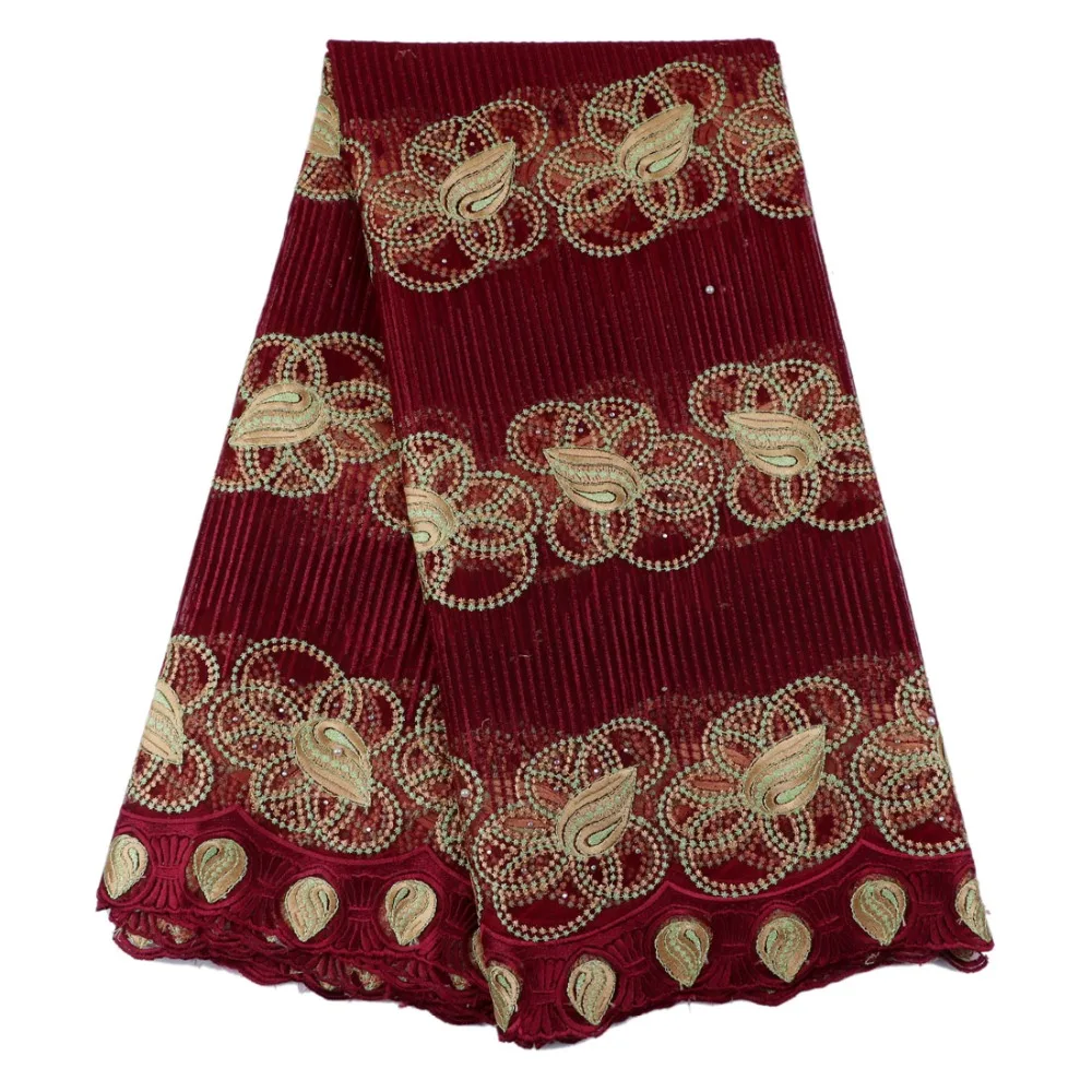 Высокое качество Африканская чистая кружевная ткань с камнями красивый гипюр