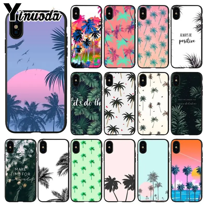 Yinuoda California рисунок пальм черный ТПУ Мягкий силиконовый чехол для телефона iPhone X XS