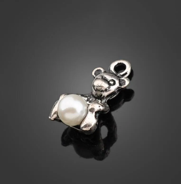 150pcs Antique Silver Bear Hug Pearl Jewelry Charm Pendants -DIY Findings Necklace Bracelet Metal Fashion Accessories 15.5mmX8mm | Украшения
