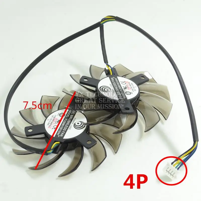 75mm Video Card Dual Fan Replacement PLD08010S12HH 40mm 12V 0.35A 4Pin for MSI GTX 560 570 580 R6770 R6870 R6950 Twin Frozr II B |