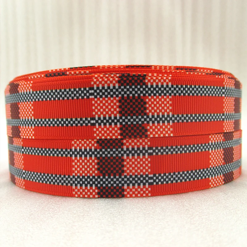 Высококачественная Полиэстеровая лента с принтом в клетку 22 мм 50 ярдов материалы