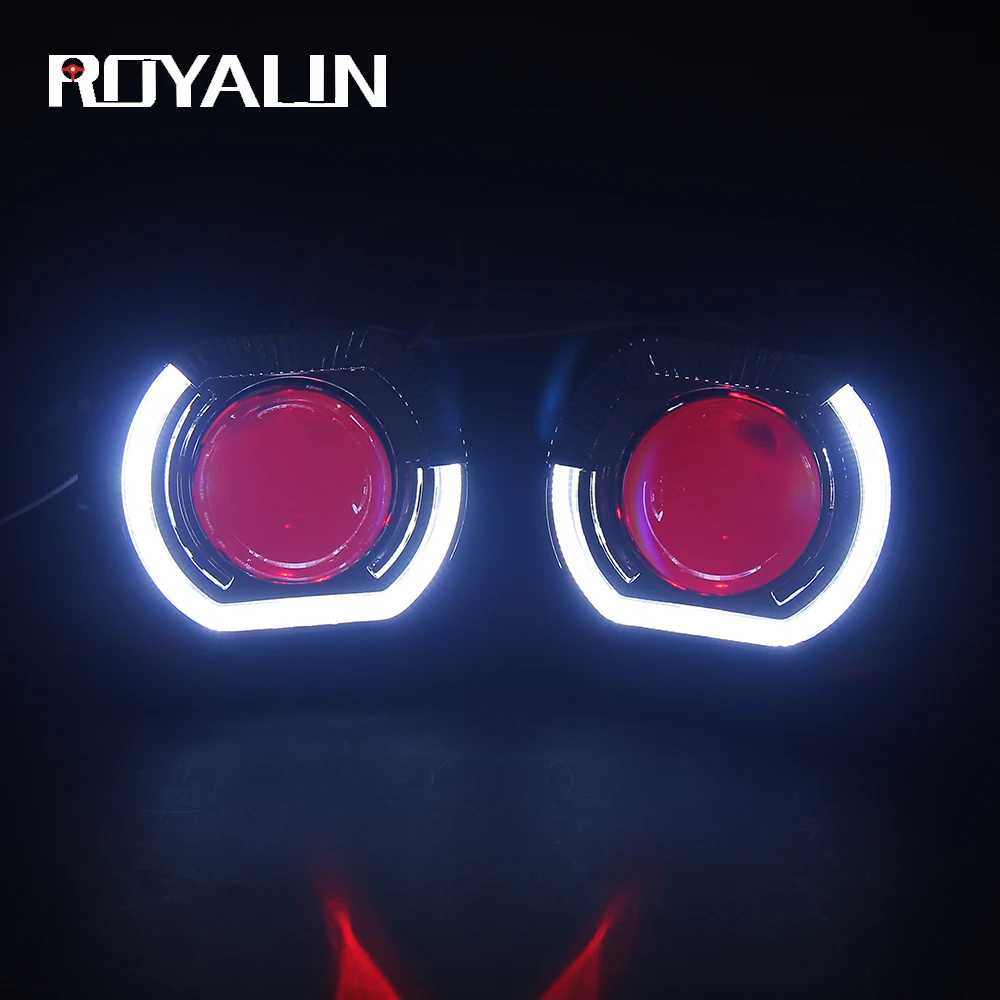 Биксеноновые фары ROYALIN H1 2 5 дюйма линзы проектора Angel Eyes автомобильные H4 H7