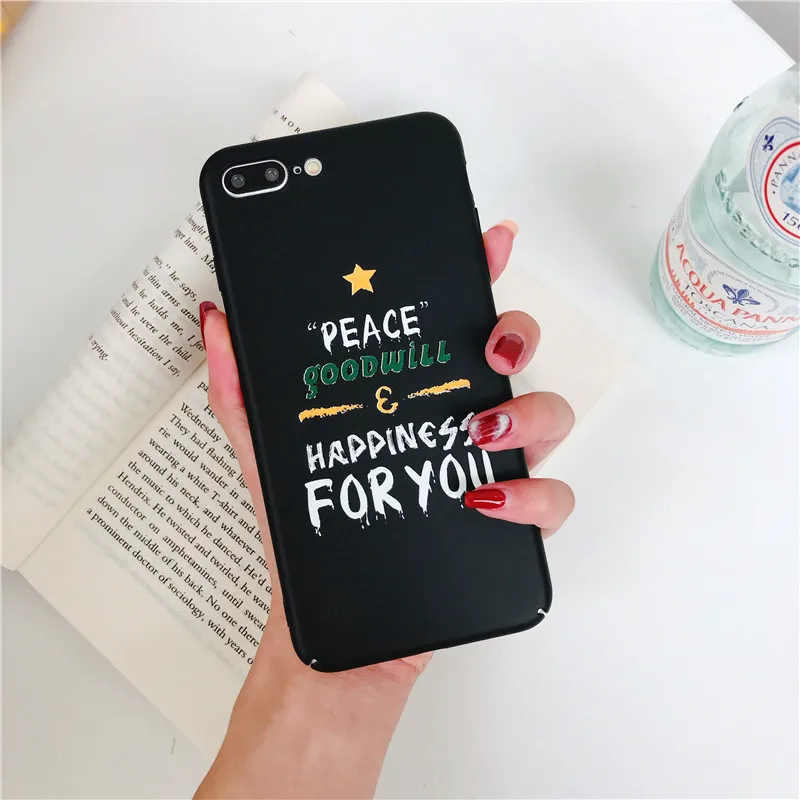 Модные черные чехлы для телефонов с надписью Peace goodwill iPhone 6 6S 7 8 Plus X Матовая