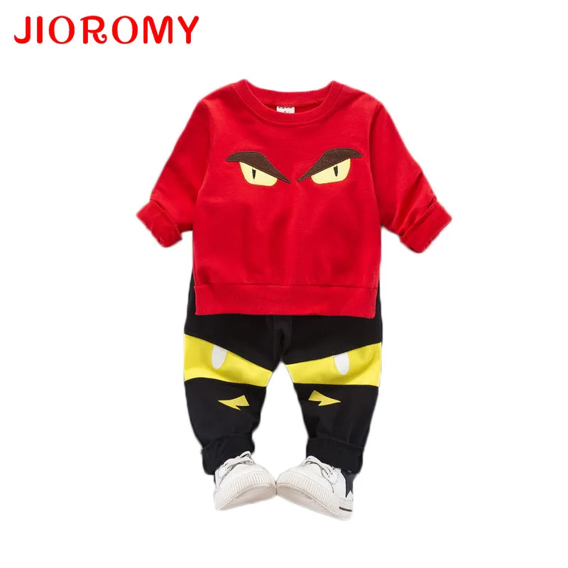 

Комплект одежды JIOROMY для маленьких мальчиков, осенняя одежда для отдыха 2019, футболка с длинным рукавом и принтом глаза + повседневные брюки, ...