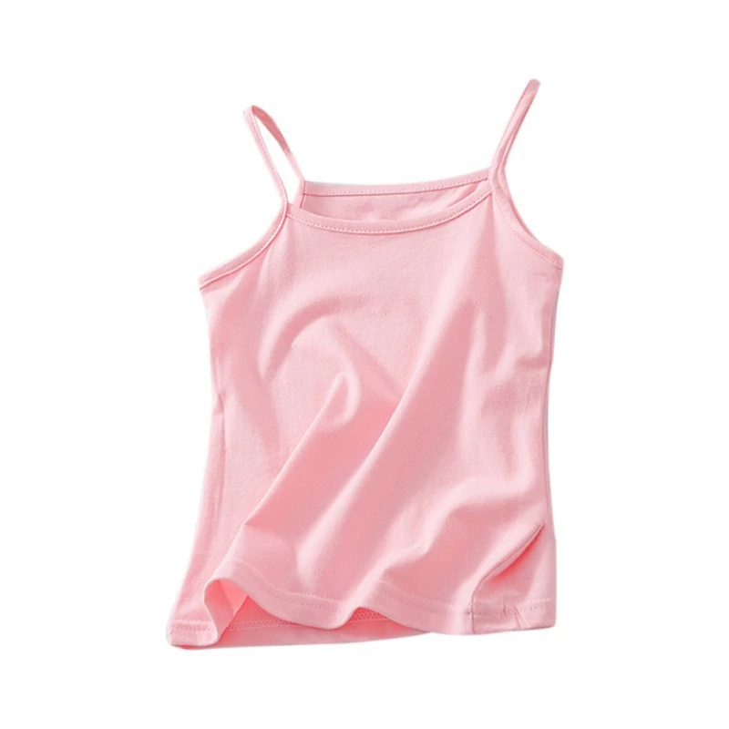 Летние майки для девочек детский жилет без рукавов однотонные топы с принтом