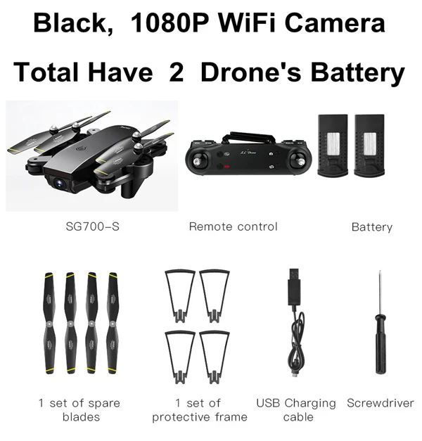 Black 1080 2 battery Радиоуправляемый Дрон 720P 1080P 4K HD широкоугольная камера складной Квадрокоптер Профессиональный Квадрокоптер селфи Дрон 22 мин Время полета - Цвет: Black 1080 2 battery