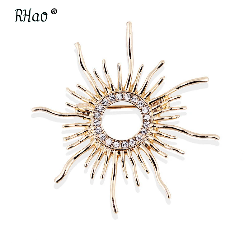 RHao, броши в форме солнца для женщин, женский шарф, заколки, крутой, для прополка, пальто, кардиган, тонкая брошь хиджаб, заколки на шарф, пряжки, корсаж
