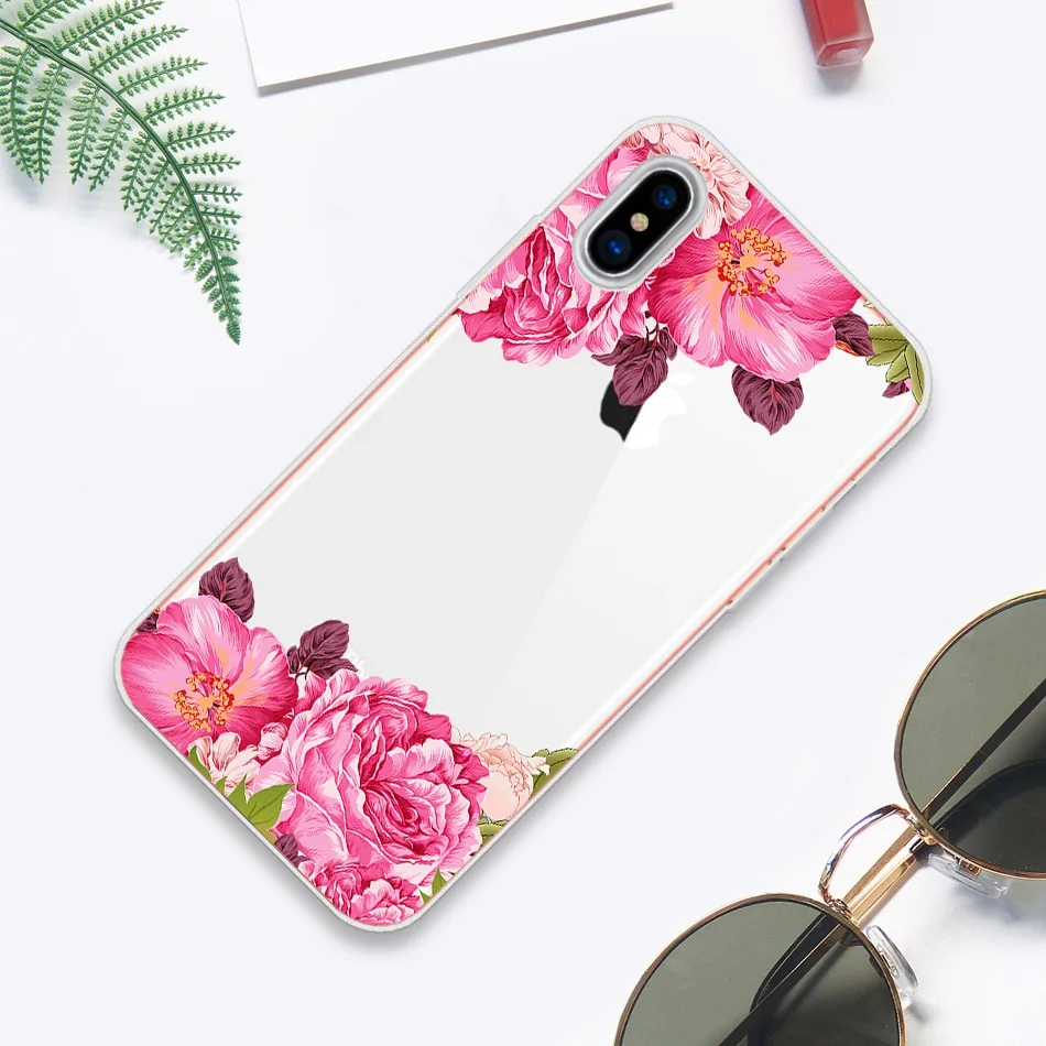 Для iphone X Case Small Голубой цветок Мягкий Пластик Coque для 6 7 8 плюс воздушный шар