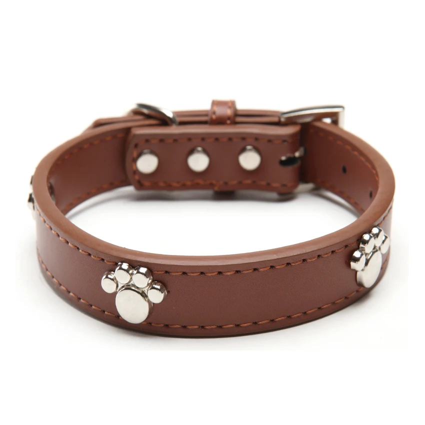 Collar ajustable de cuero Real para perros y gatos, 12 unids/lote, tachuelas, corte de pata, cachorros, medianos y grandes, Env&iacute;o Gratis-3
