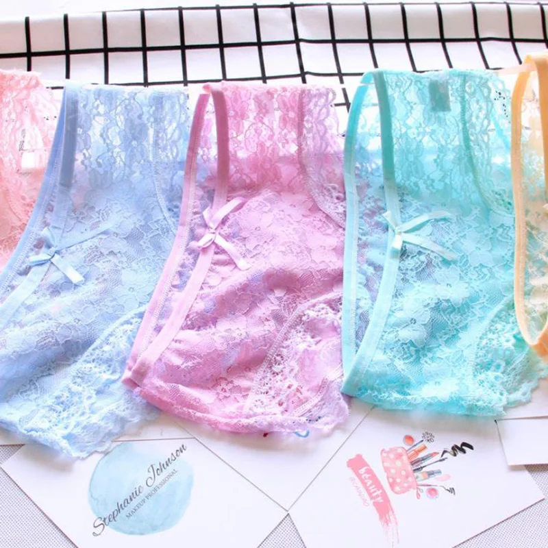 Новые модные женские трусы ярких цветов пикантные кружево Девушка трусики для