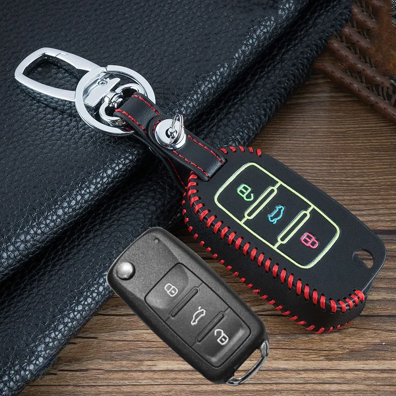 Ручной пошив светящийся кожаный чехол для ключа автомобиля чехол для VW гольф Бора Jetta модели авто Polo, Golf, Passat для Skoda Octavia A5 Fabia SEAT