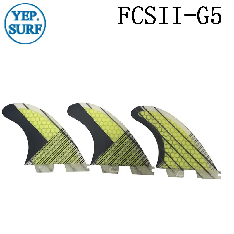 FCS II плавники желтого цвета Стекловолоконные сотовые FCS2 G5 для серфинга|Серфинг| |