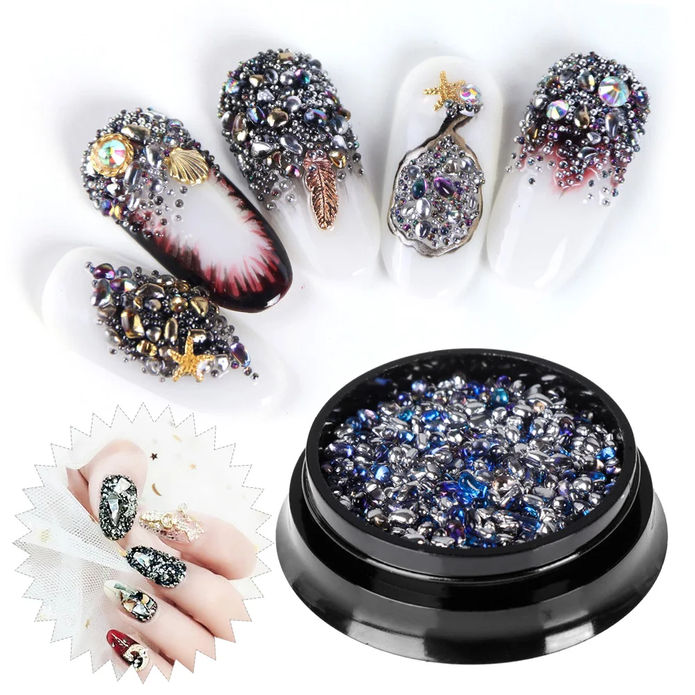 1 коробка 3D мульти-Размер Икра горный хрусталь бисер неправильный Кристалл Сплав