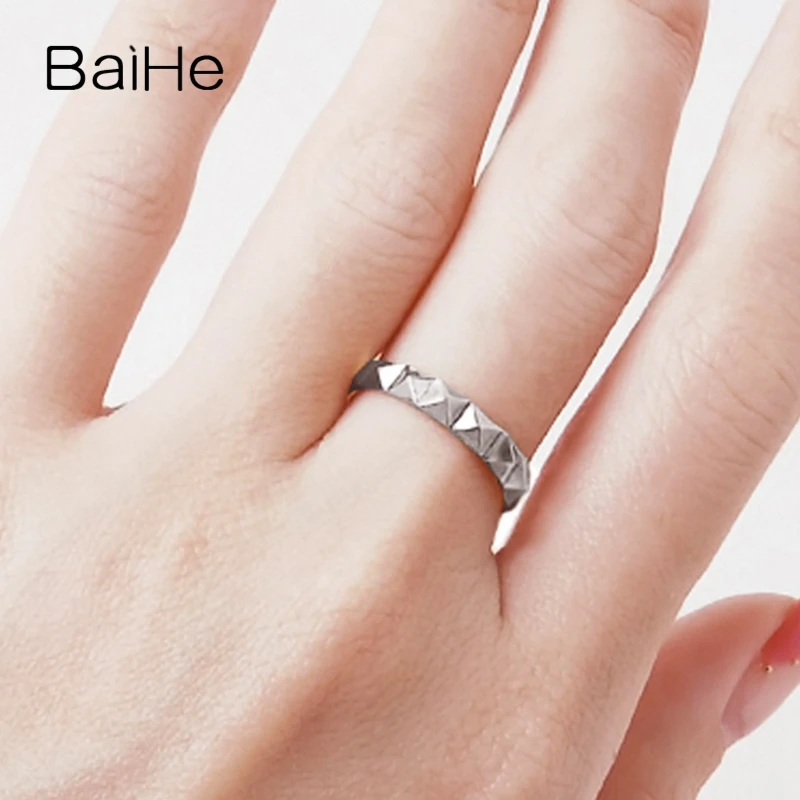 BAIHE Solid 14K желтое золото(AU585) сертифицированные обручальные женские модные ювелирные изделия элегантные уникальные модные кольца