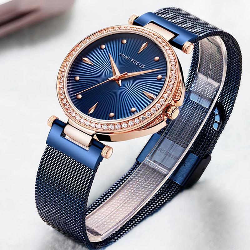 Часы Minifocus женские кварцевые роскошные модные наручные часы со стразами
