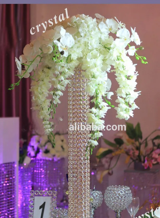 Shining Party 8Pcs/lot H80cm(31&quot) Real Crystal Cylindar Towers Golden Centerpieces Candle Holders Wedding Decoration | Дом и сад