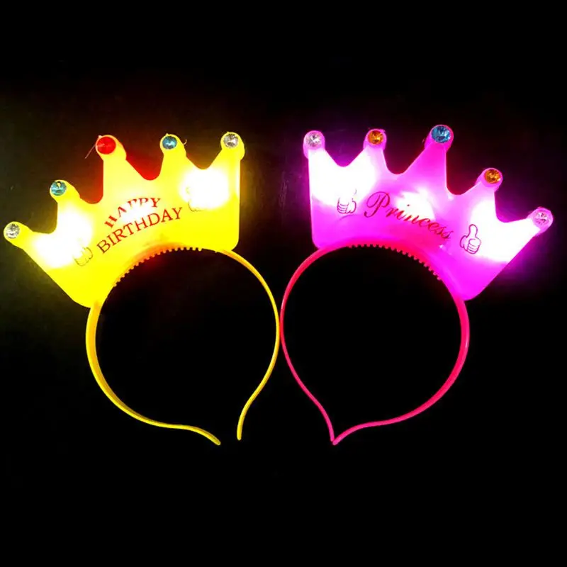 Birthday LED Hair Hoop Flashing Glow Headband Crown Heart Light Up Hairbands Accessories Party Supplies Suitable Every | Детская одежда