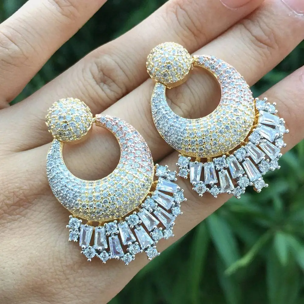 Роскошные серьги ModemAngel 42 мм с искусственным цирконием AAA + 3 тона женские для