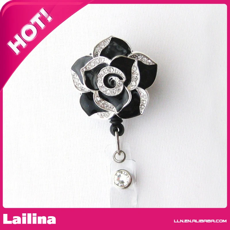 Бейдж с черными лепестками Bling - Pretty Badge Holder-уникальные катушки для
