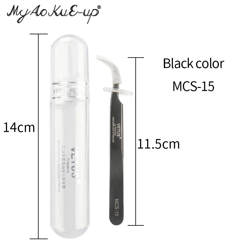 Mcs 15 black Новая серия MCS Премиум Пинцет норковые ресницы удлинение качество ультра тонкий высокая точность нержавеющая сталь антистатические пинцеты - Цвет: Mcs 15 black