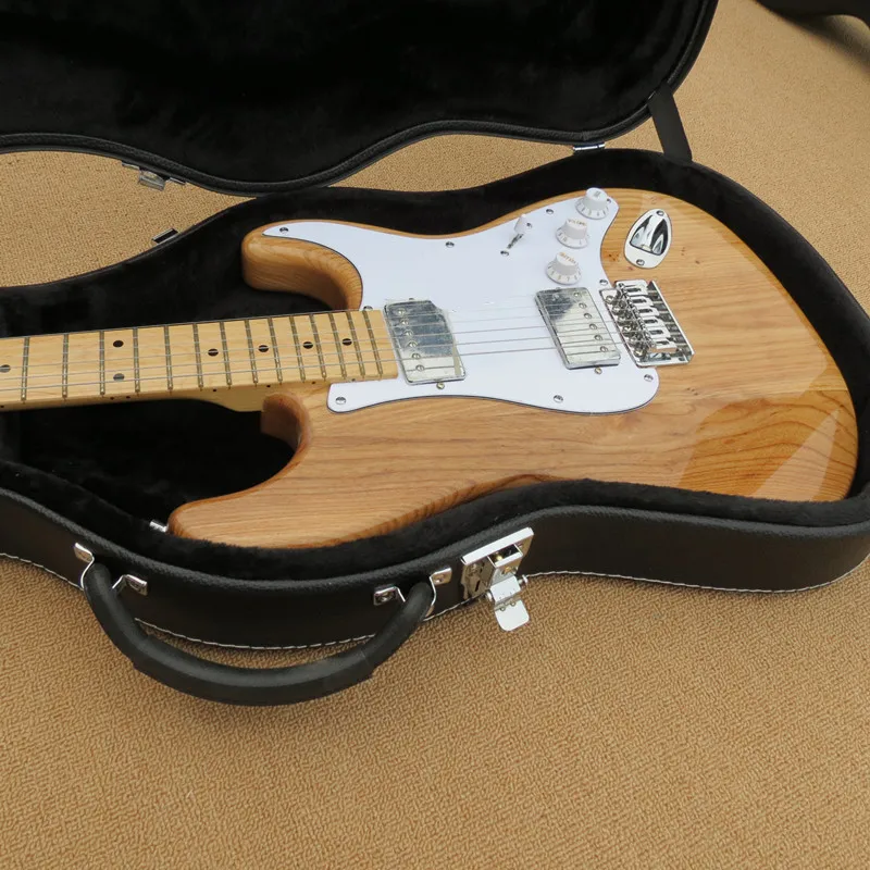 

Transparent grey body electric guitar, maple neck, white guard plate, silver hardware, customized,