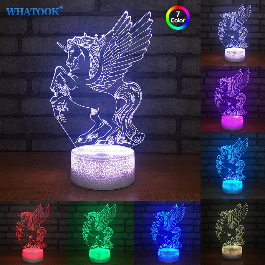 Новое поступление 2018 3D ночсветильник Pegasus светодиодный фонарь Luminaria в виде