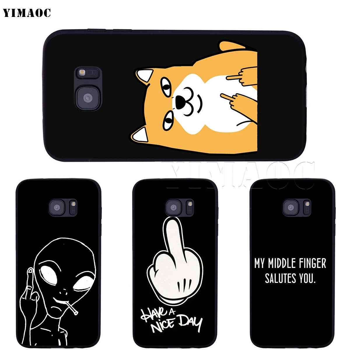 YIMAOC Cartoon Middle Finger Case for Samsung Galaxy A7 A8 A9 A10 A20 A30 A40 A50 A70 M10 M20 M30 S10e J6 Plus | Мобильные телефоны