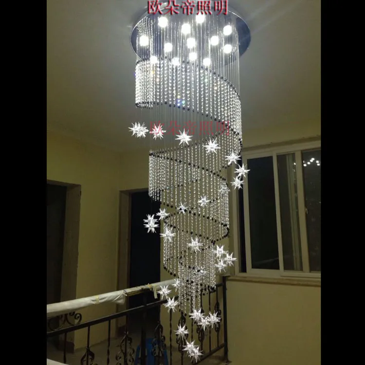 値段 現代クリスタルコンビネーションシャンデリアスパイ回転階段ダブルリビングルームシャンデリアm