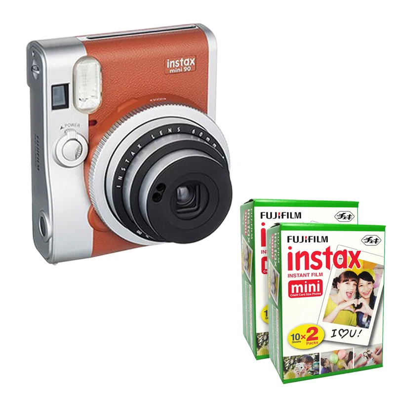 Fujifilm Instax Mini 90 NEO классическая коричневая мгновенная пленка камера + Fuji белая 40|film