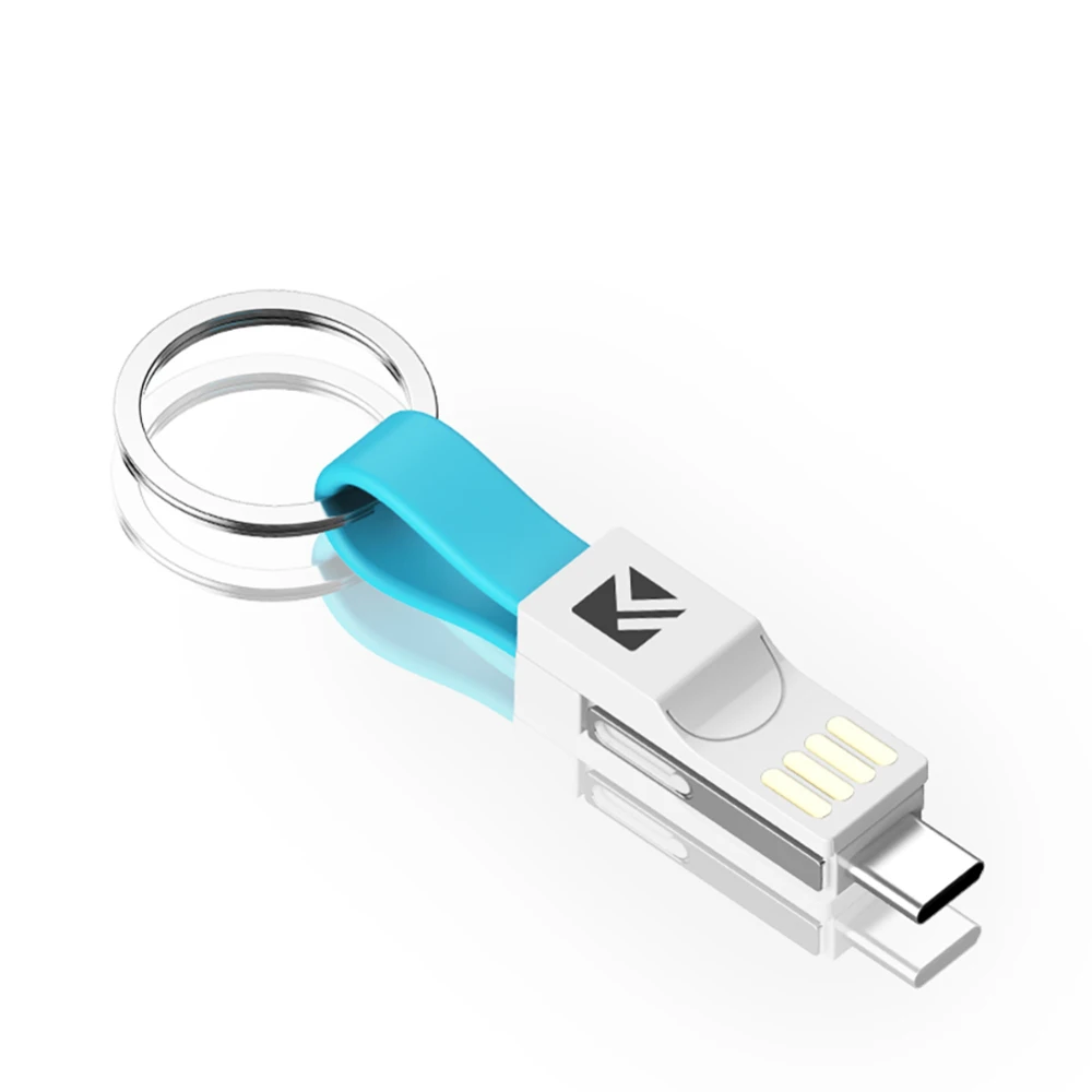 3 в 1 Мини USB кабель типа C Брелок Зарядное устройство Быстрая зарядка Micro Type для iPhone