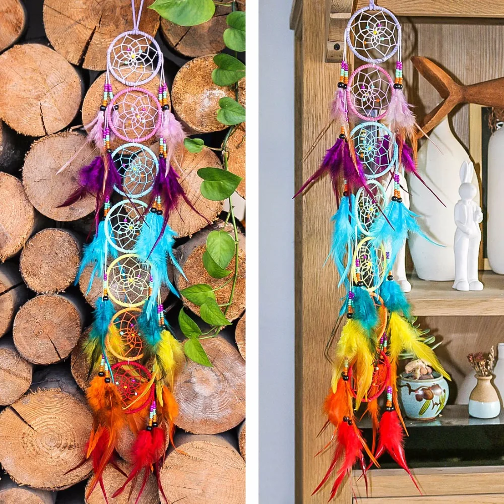 H& D чакра Ловец снов люстра Призма Suncatcher Радуга производитель перо дома настенный фэншуй Ловец снов Декор кулон