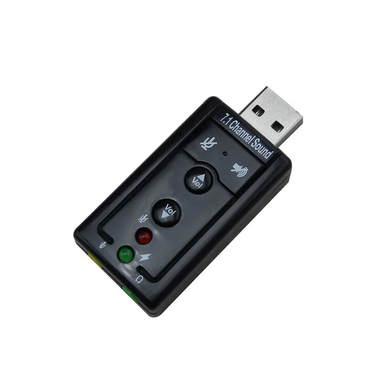 50 шт./лот Новый черный USB 2 0 Виртуальный 7 1 канала аудио внешняя звуковая карта
