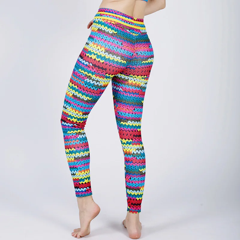 Женские трикотажные леггинсы с принтом в стиле пэчворк одежда для фитнеса