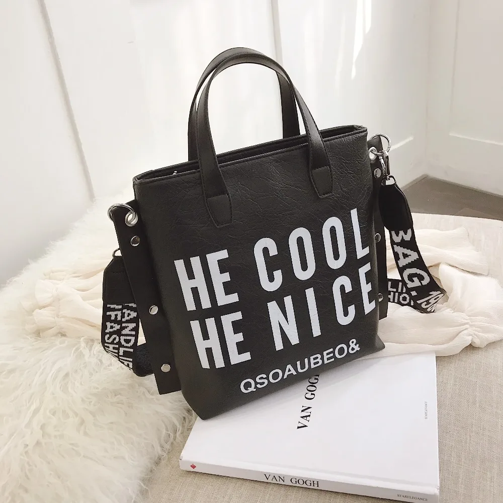 Fashion Handbag Women Letter Soft Messenger Female Shoulder Bags Large Shopping Tote Lady Crossbody Bag Purse | Багаж и сумки