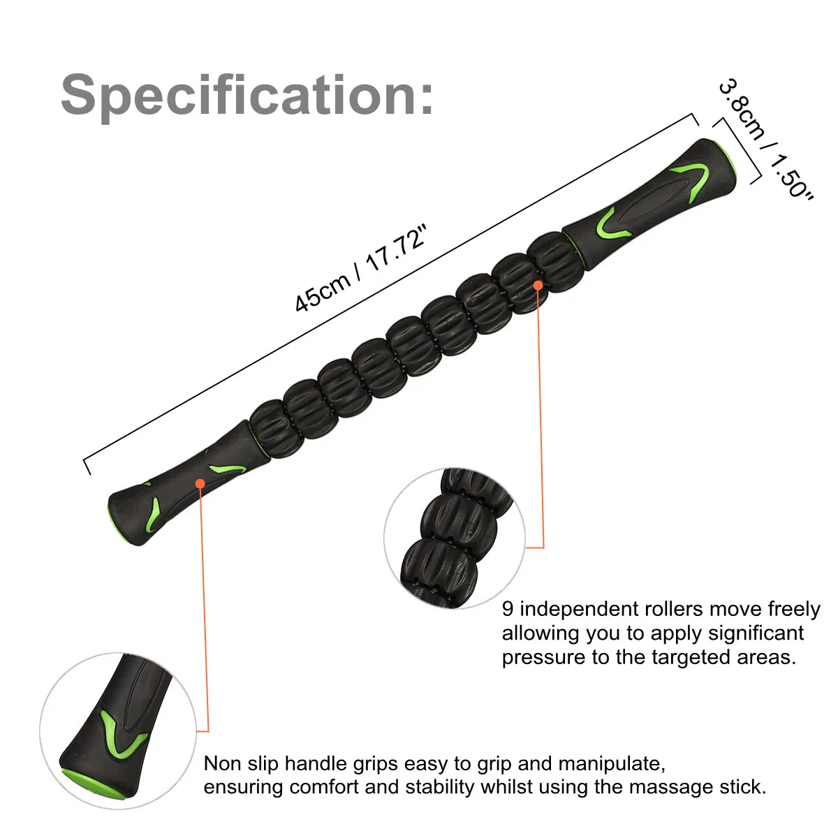 Yoga Massage Roller Stick Leg Back Relaxion Foam Muscle Therapy Relieve Physio Block Fitness Equipment TPR ABS | Спорт и развлечения
