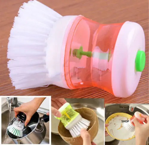 Dish Brush with Washing Up Liquid Soap Dispenser Kitchen Utensil Clean | Дом и сад