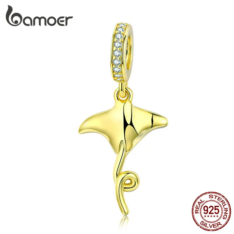 Bamoer Manta Ray Pendang Шарм для женщин Серебряный браслет со змеей или ожерелье 925 пробы серебро золото цвет ювелирные изделия SCC1275
