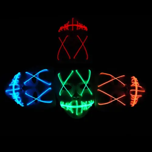 AU Хэллоуин пугающая маска Косплэй Led костюм EL провода светильник вверх
