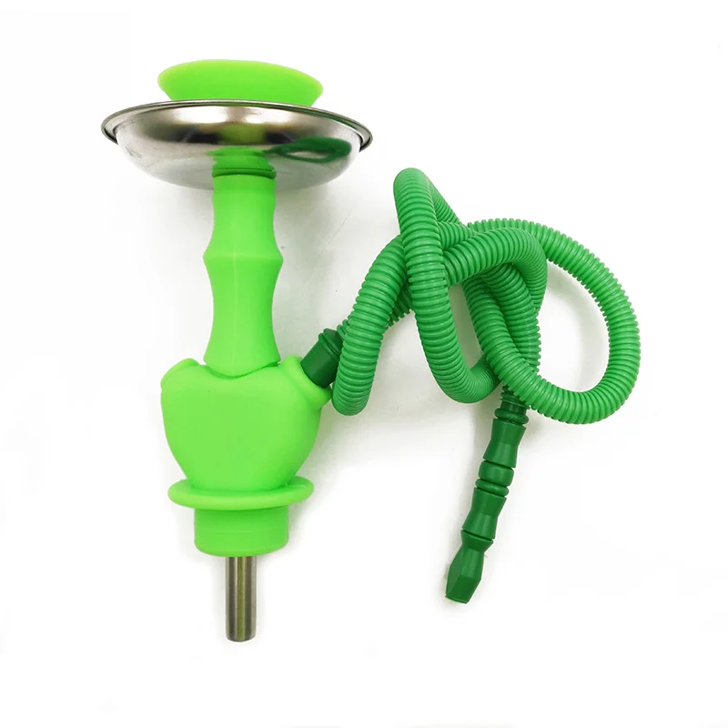 Green silicone bowl Арабский кальян стебель комплект наргилех курительная трубка набор наргиле блок табака наргила для вина водки шампанского бутылки напитков - Цвет: Green silicone bowl