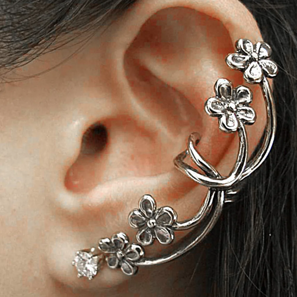 DoreenBeads новые модные серьги-кольца в виде колец с левым цветком античный