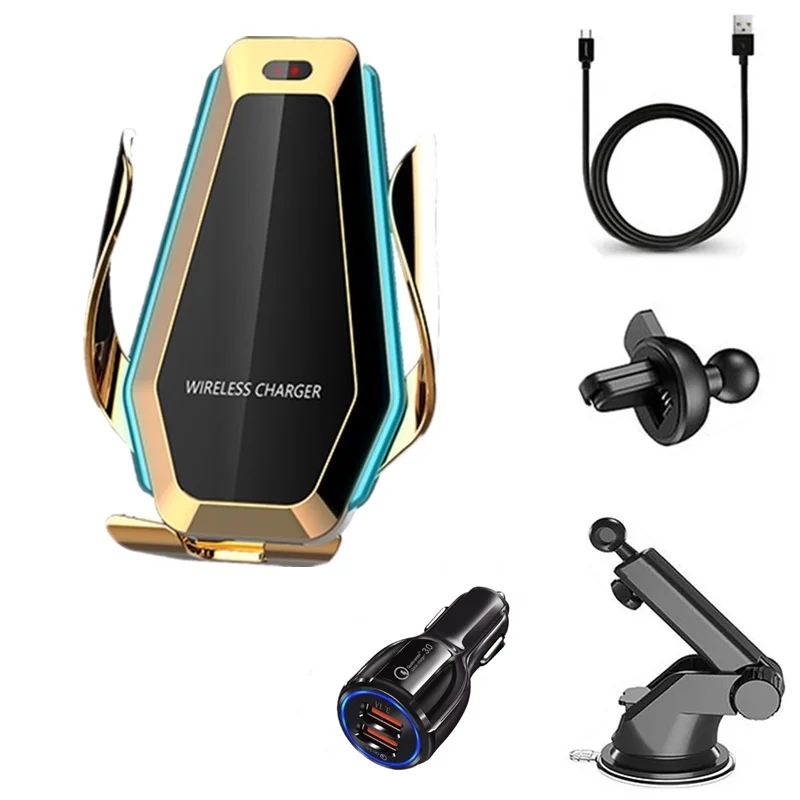 Gold Tongdaytech 10 Вт автомобильное быстрое Qi Беспроводное зарядное устройство для Iphone X 8 XS 11 Pro Max автомобильный телефон держатель на вентиляционное отверстие для samsung S10 S9 S8 Plus - Тип штекера: Gold